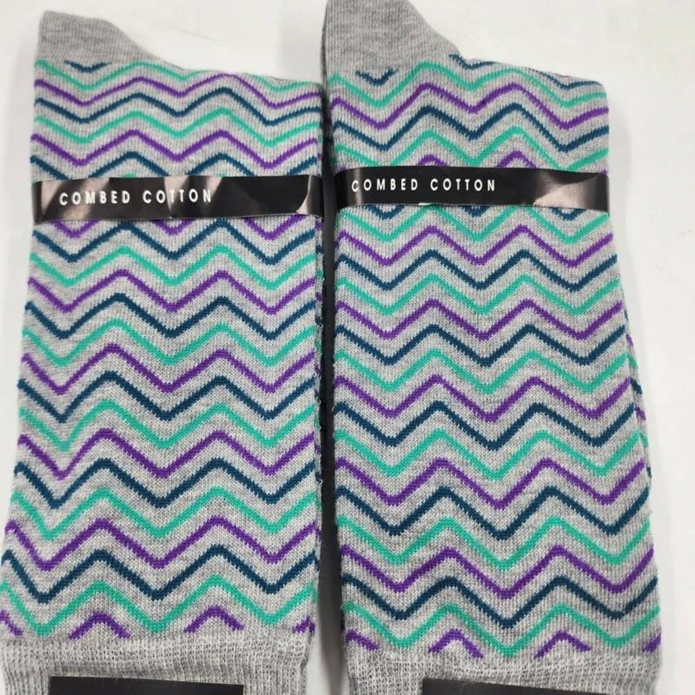 The Men's Store at Bloomingdale's Mini Zigzag Socks Grey Multi - 2 Pairs OS